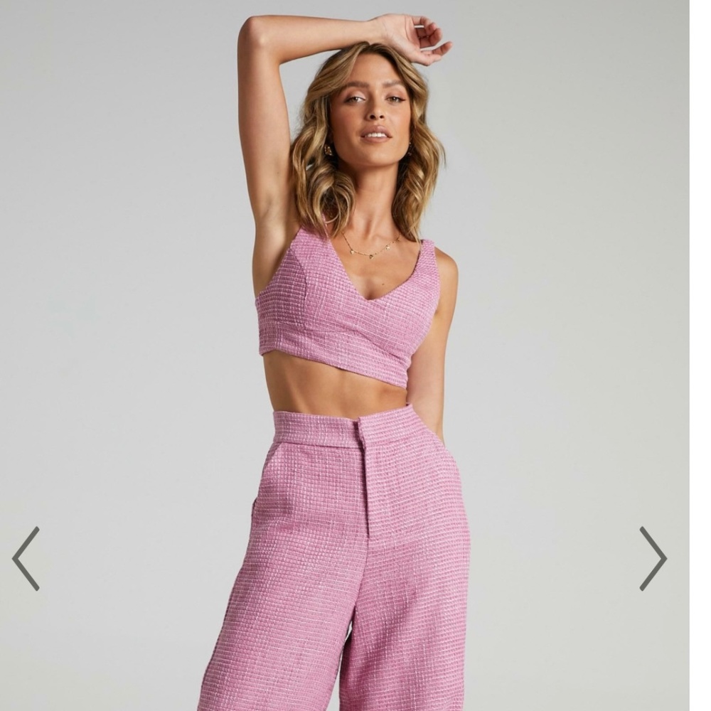 Showpo, Adelaide two piece wide leg set in Pink Size, 8